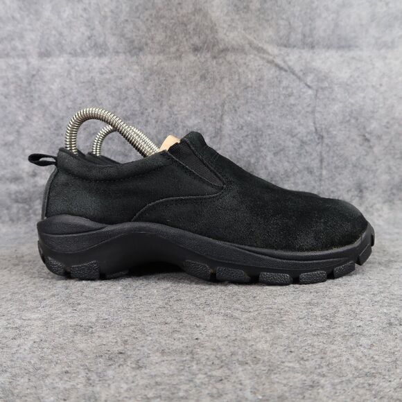 Lands End Shoes Womens 5 Slip On Moc Clog Black Leather Comfort Casual Active - Picture 2 of 12